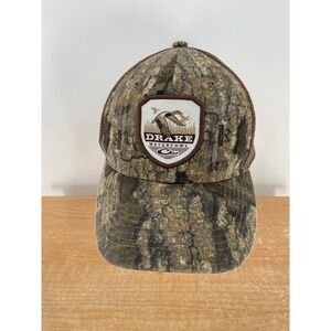 Drake Waterfowl Systems Mens Camo Trucker Hat Brown Mesh Snapback Patch Cap